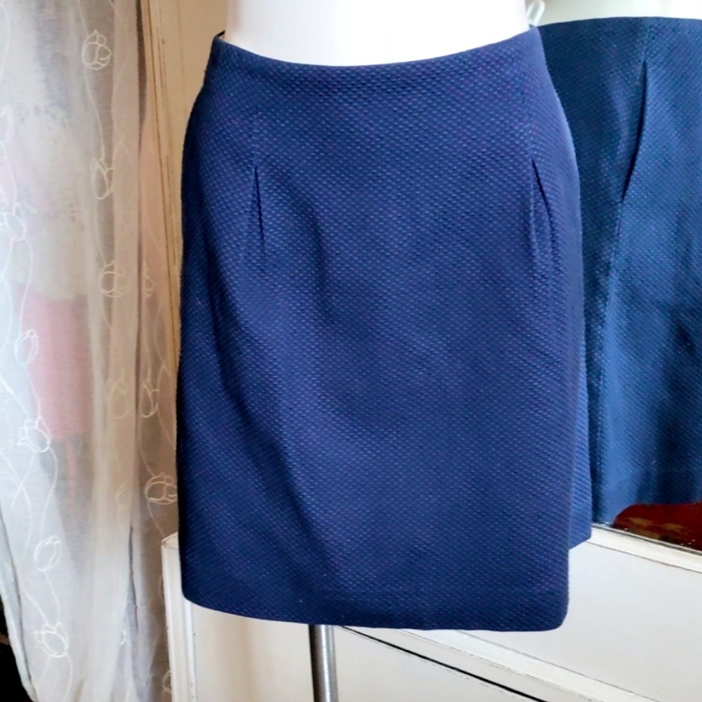 Boden Navy Textured Pencil Skirt